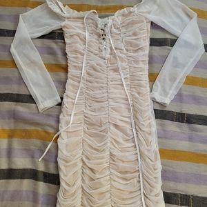 White mini nude fashion nova dress